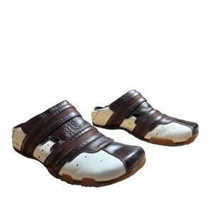 Diesel Men's Y2K Brown White Leather Sneaker Mules Shoes Vintage Size 9